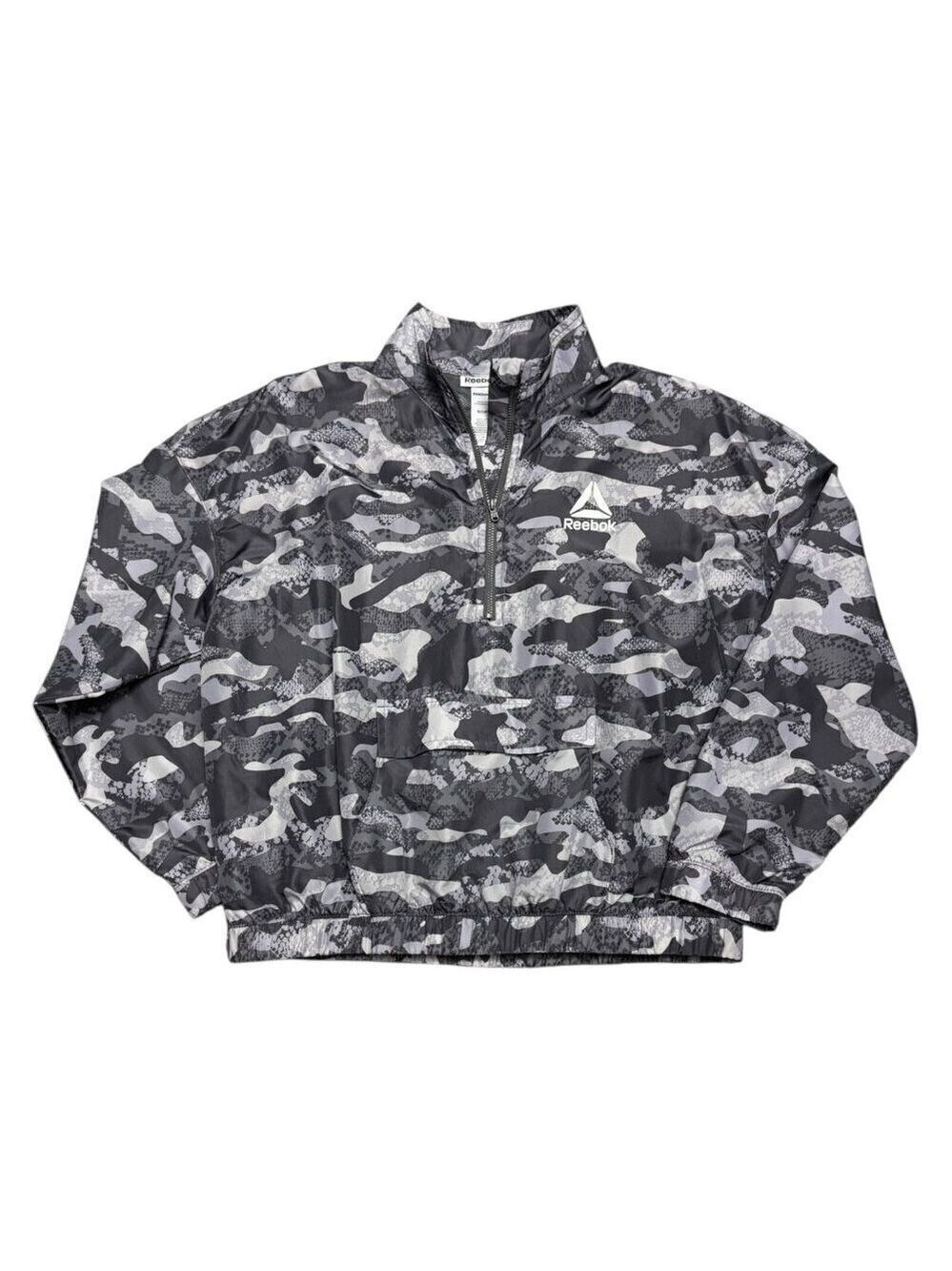 REEBOK CAMO Lightweight Windbreaker Activewear Bomber Jacket Womens Small